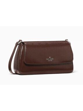 New Kate Spade Sutton Shiny Mini Crossbody Bag Patent Leather Hot Fudge